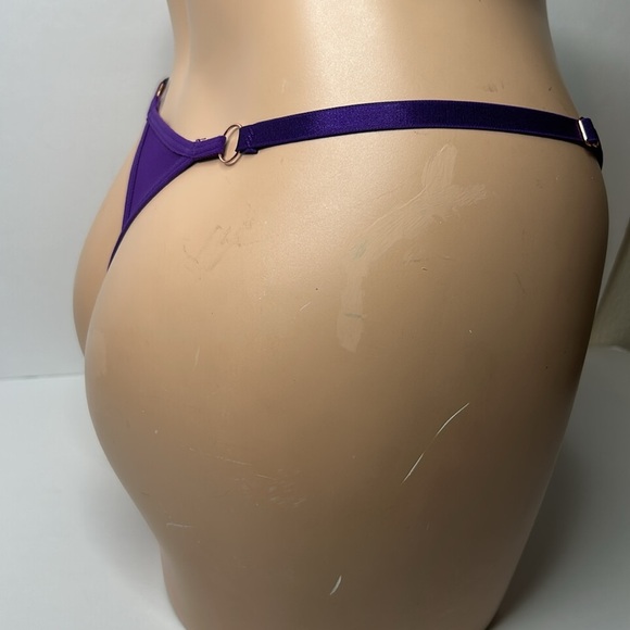 Orchid‎ Embroidered Sheer Mesh Cut Out Adjustable Satin G-String Thong Panty NEW - Picture 9 of 16